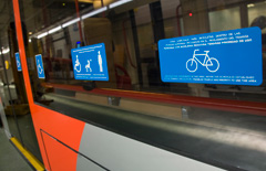 Signage to help facilitate the use of the trains